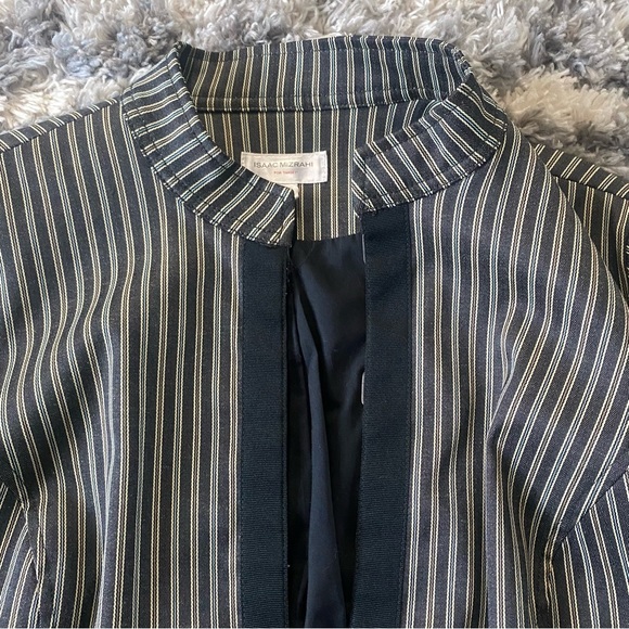 Issac Mizrahi Black Striped Lined Motor Jacket / Blazer - Picture 5 of 11
